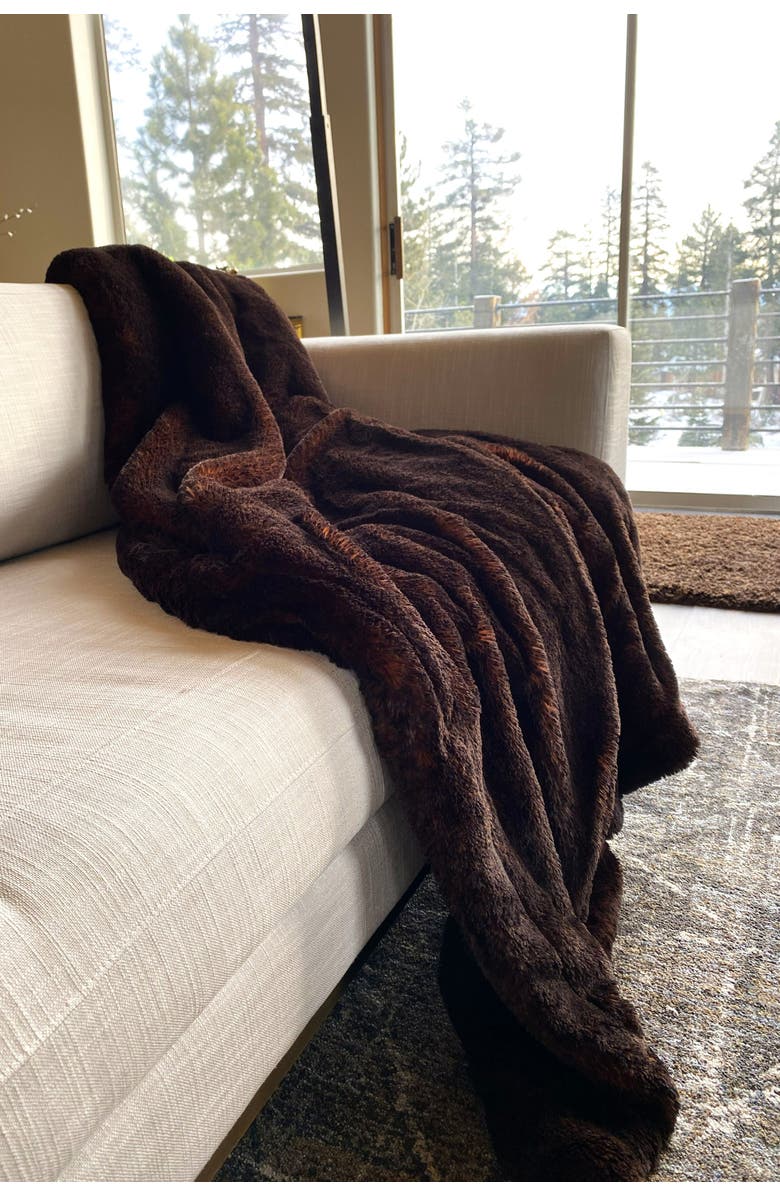 Sea To Me Blankets Big Sur Serenity Faux Fur Blanket, Alternate, color, Brown/Black