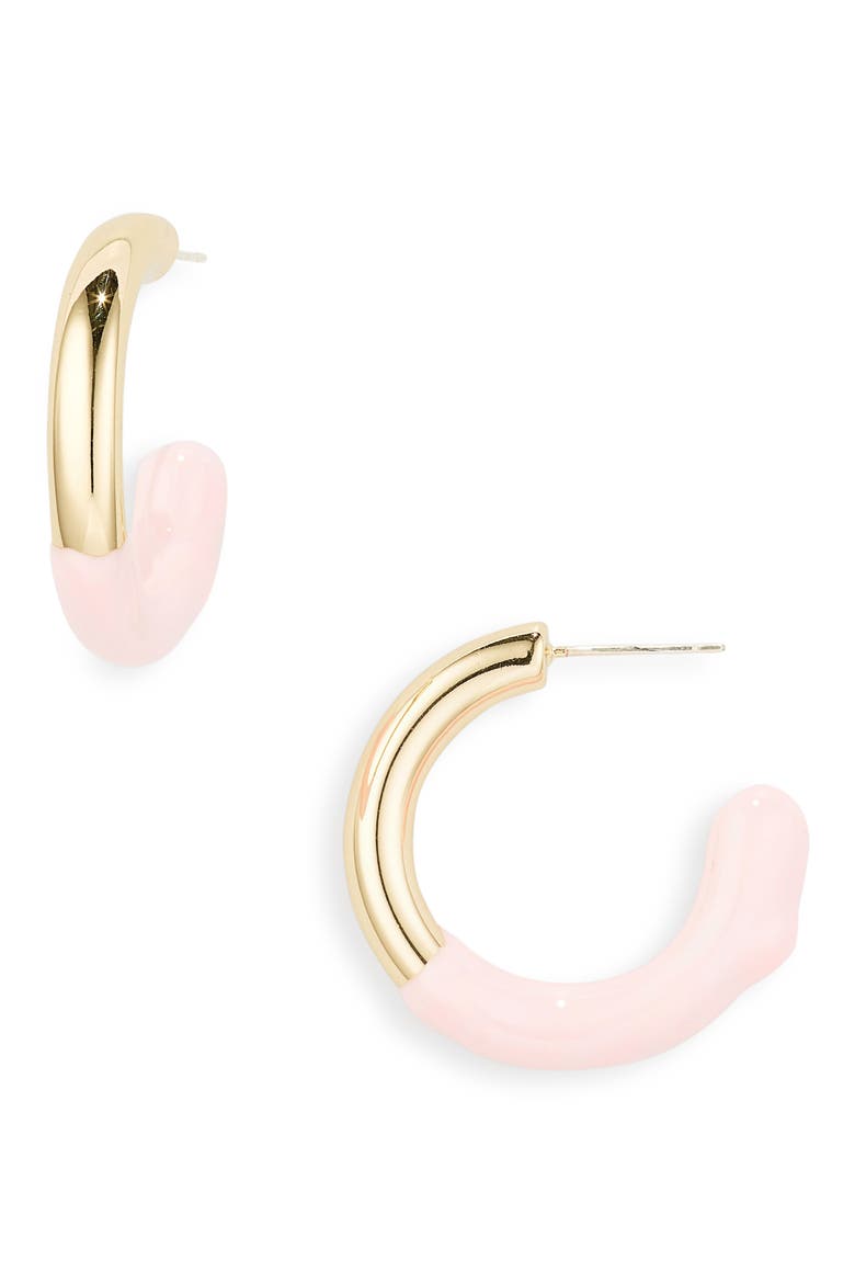 Color Drip Hoop Earrings, Main, color, PINK