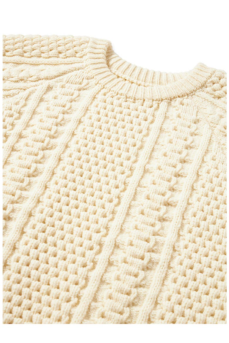 Aston Cable Knit Wool Crewneck Sweater, Alternate, color, WHITE
