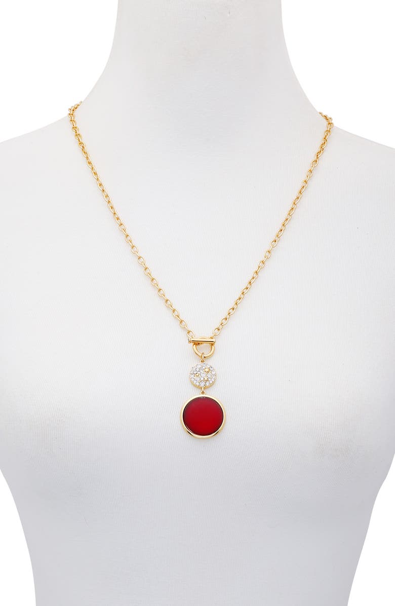 T Tahari Pavé Pendant Drop Toggle Necklace, Alternate, color, Gold