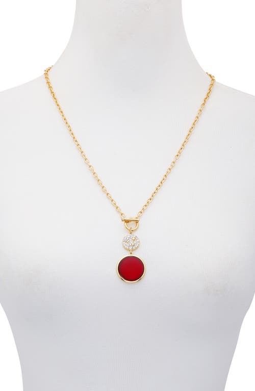 T Tahari Pavé Pendant Drop Toggle Necklace In Gold