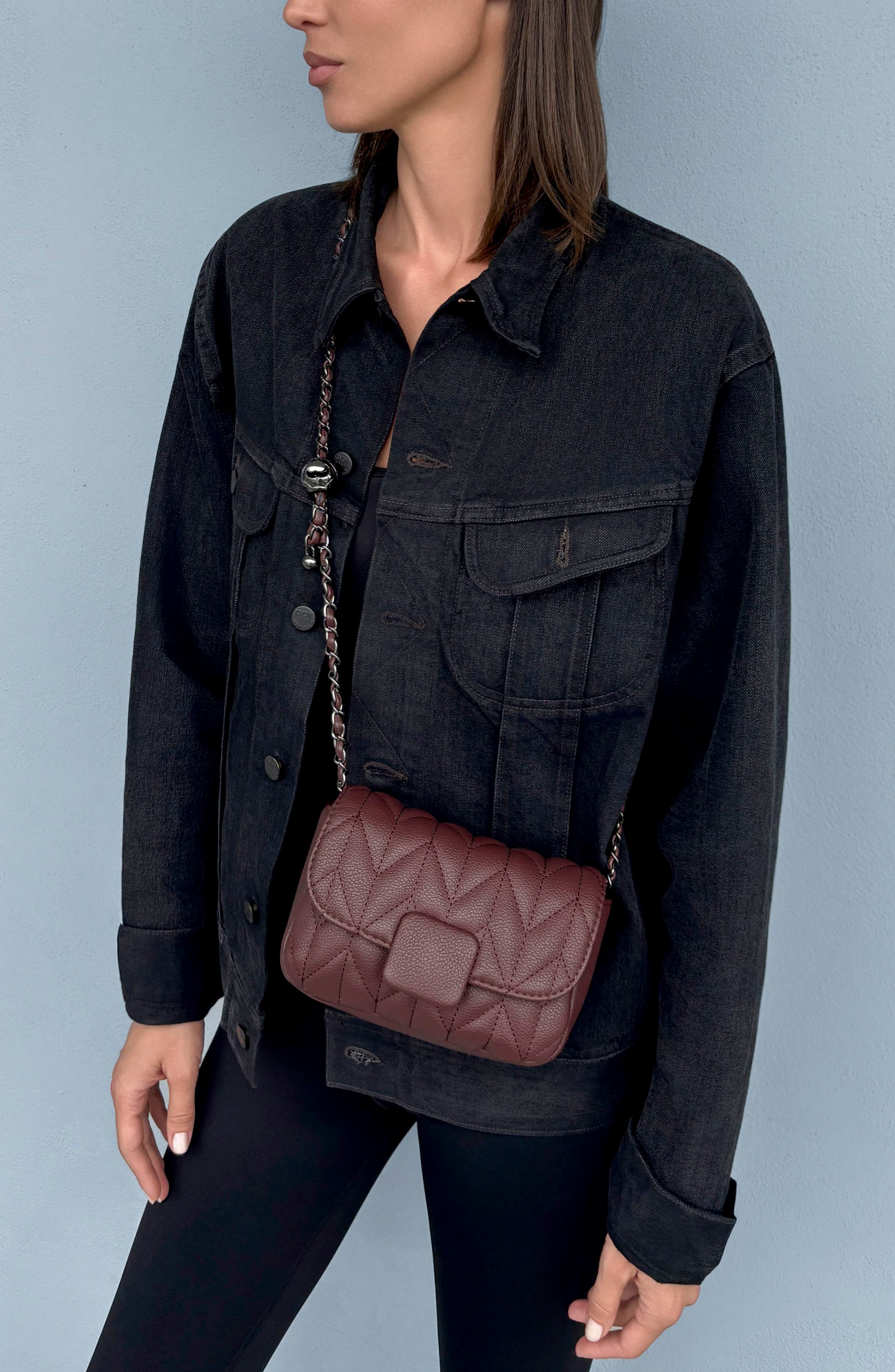 Quilted Faux Leather Shoulder Bag, Alternate, color, BROWN