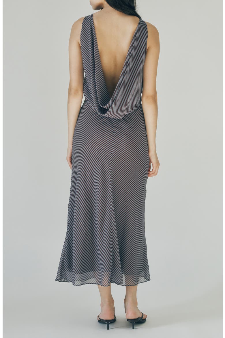Micca Stripe Drape Back Dress, Alternate, color, BLUE BROWN STRIPE