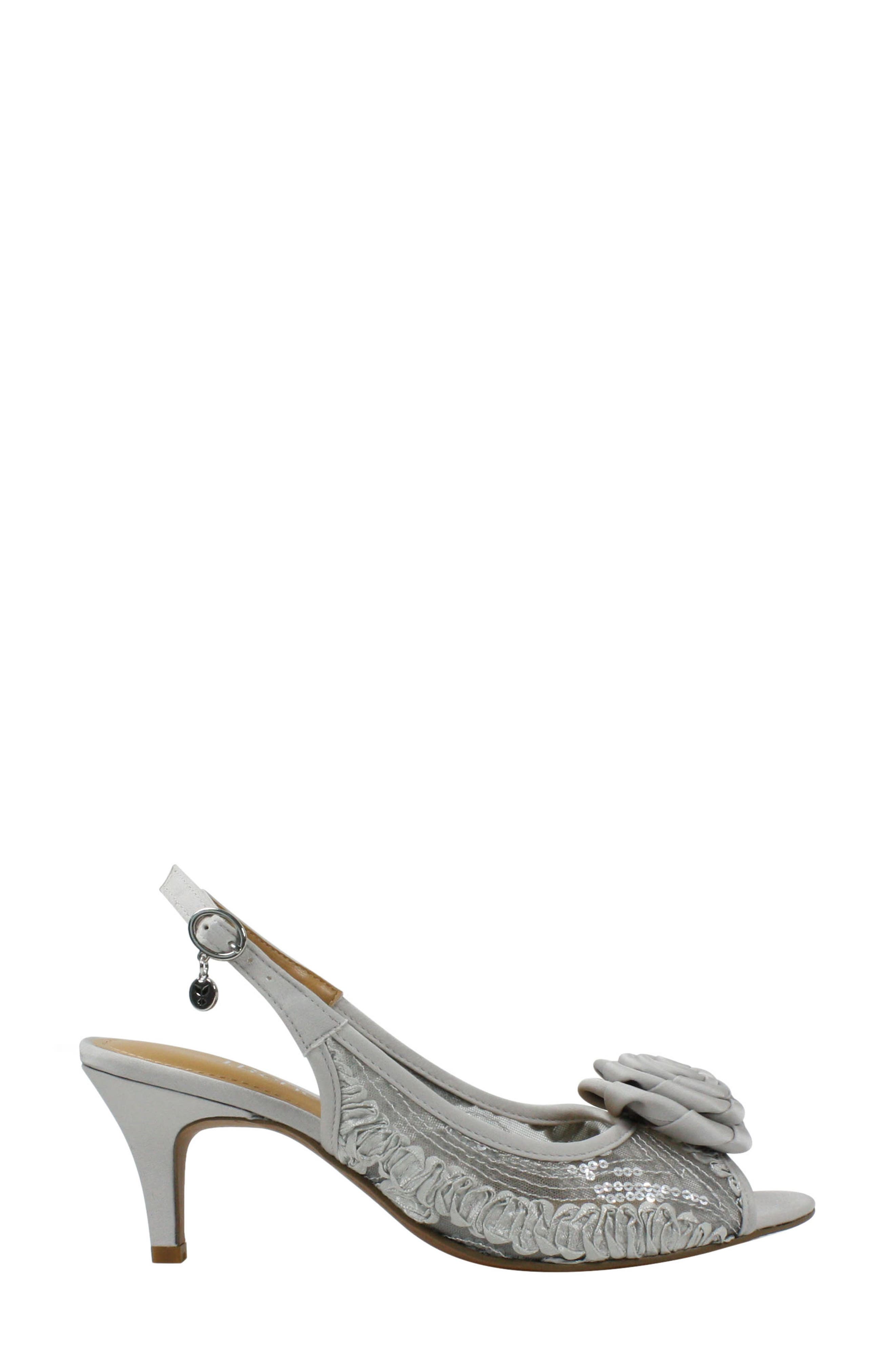 J.Renée Elzenthia Slingback Sandal, Alternate, color, SILVER FIESTA LACE FABRIC