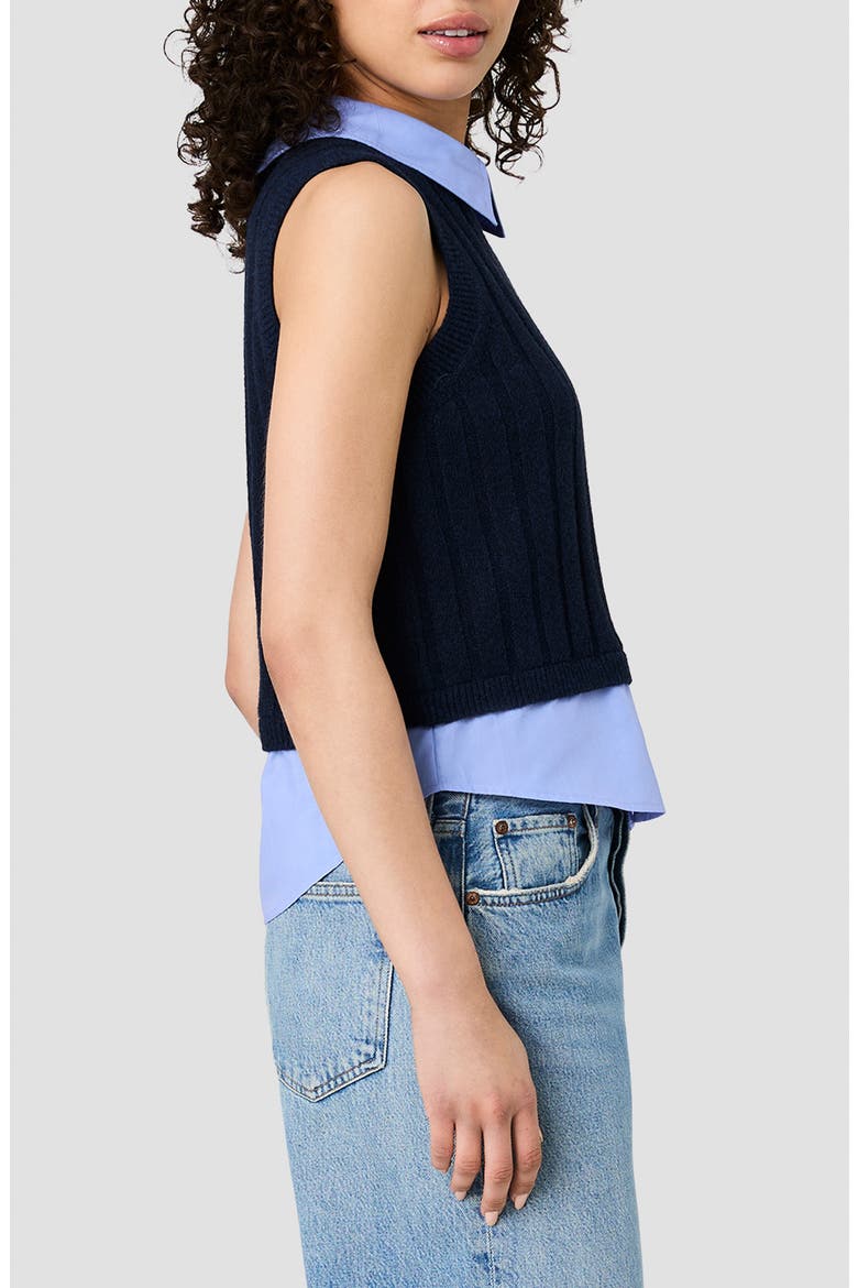 Aleyna Ribbed Sweater Vest, Alternate, color, ALEYNA KNIT W/ COMBO POPLIN
