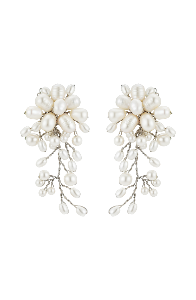 Untamed Petals Moore Freshwater Pearl Earrings, Main, color, Silver