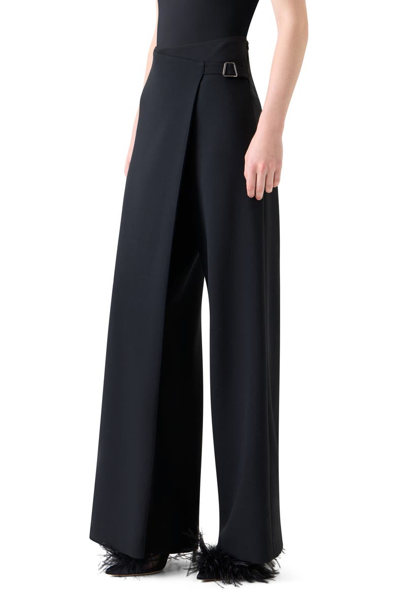 Foss Apron Front Wool Blend Pants, Alternate, color, BLACK
