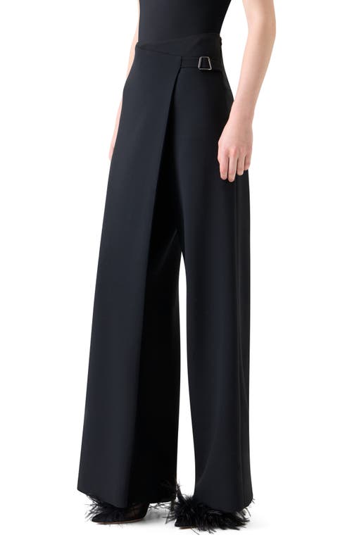 Akris Foss Apron Front Wool Blend Pants In Black