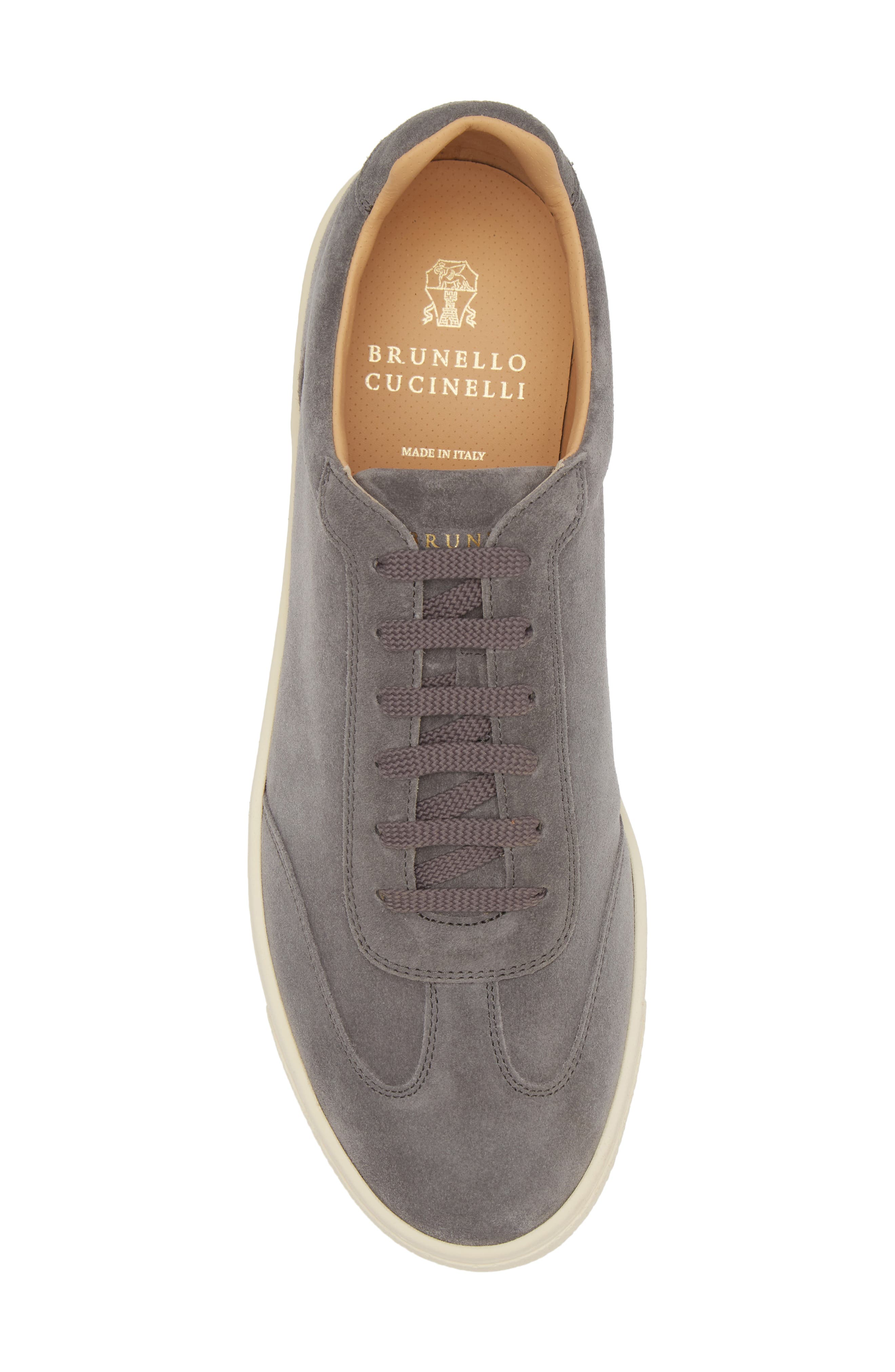Brunello Cucinelli Suede Low Top Sneaker, Alternate, color, Light Grey