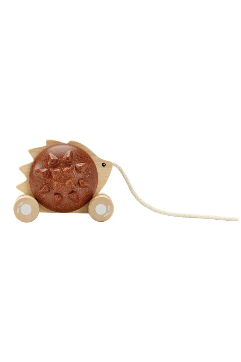 Hedgehog Pull Along Toy, Main, color, BROWN