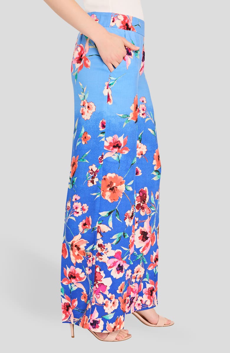 Tahari ASL Floral Wide Leg Pants, Alternate, color, Peri Floral