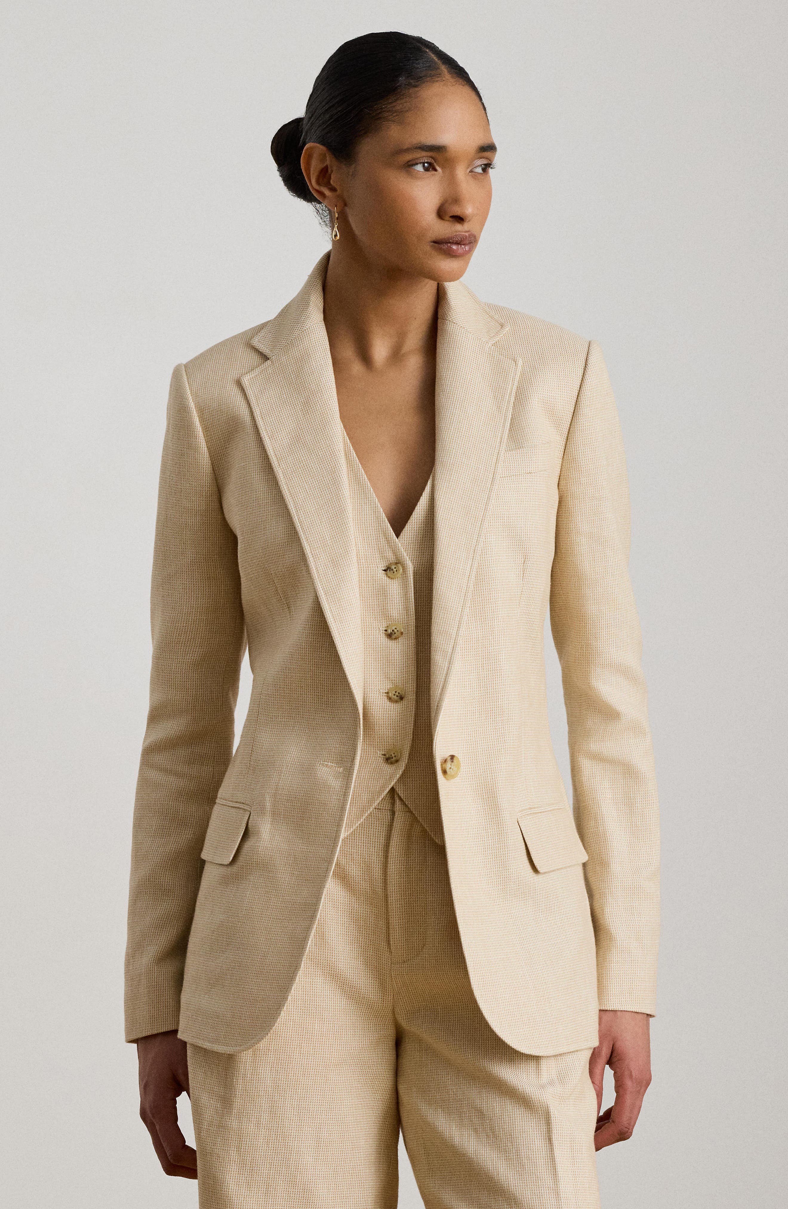 Linen Blend One-Button Blazer - image 2