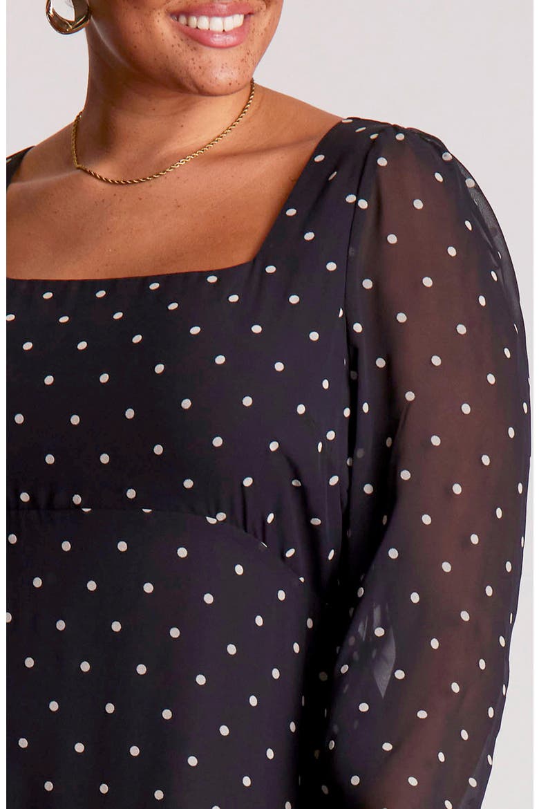 Sable Polka Dot Midi Dress, Alternate, color, BLACK POLKA