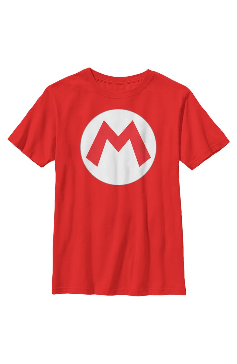 NINTENDO Boy's Nintendo Mario Circle Icon Graphic T-Shirt, Main, color, Red