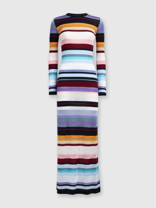 Missoni Wool Blend Long Sleeve Knit Maxi Dress In Multicoloured