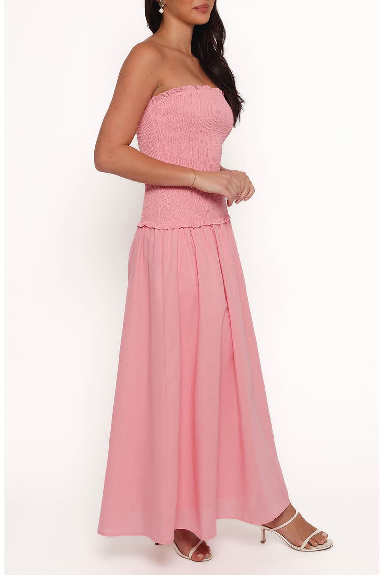 Bea Smocked Strapless Cotton & Linen Maxi Dress, Alternate, color, SOFT PINK
