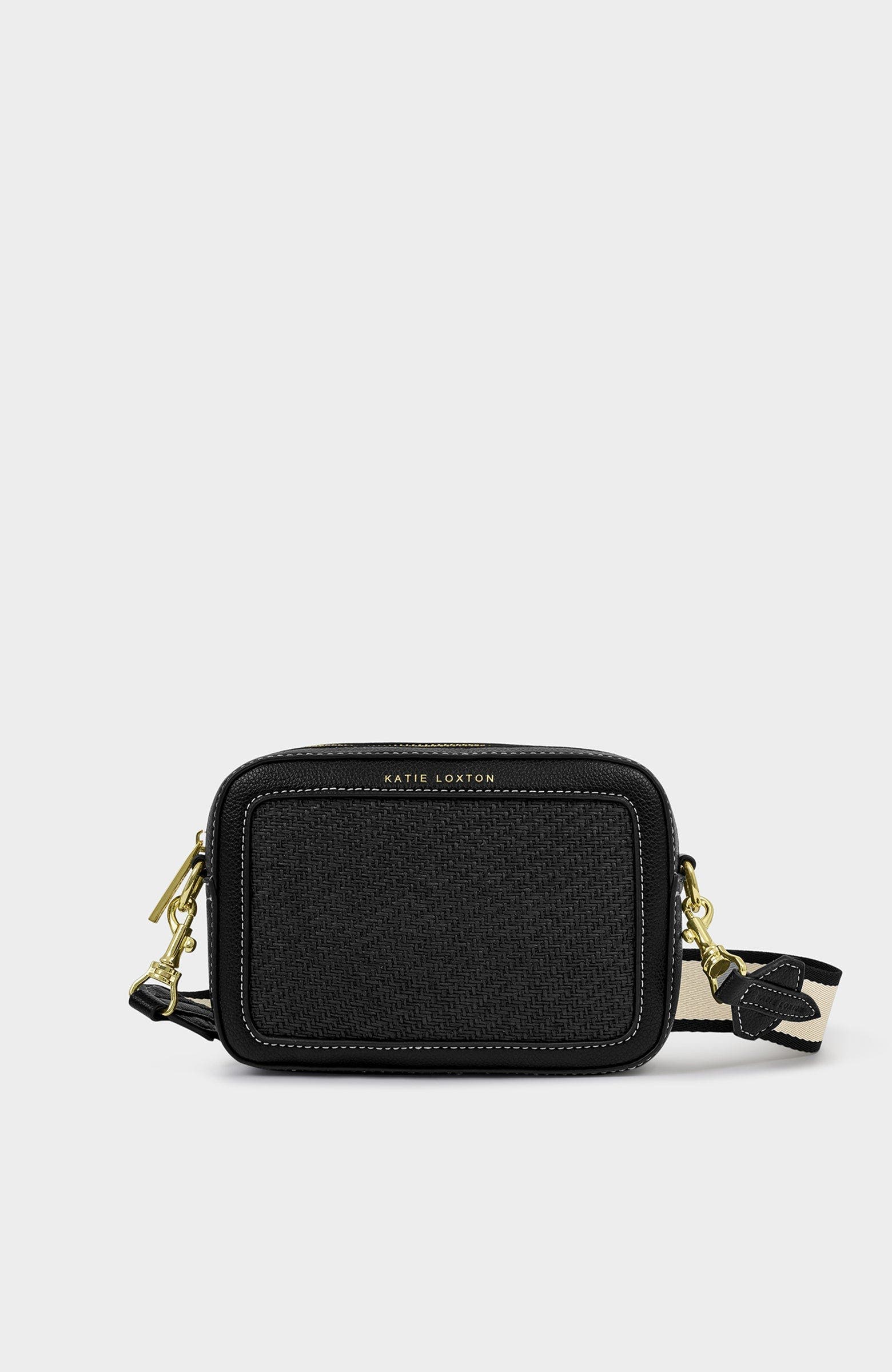 Katie Loxton Avery Raffia Small Crossbody Bag, Alternate, color, Black