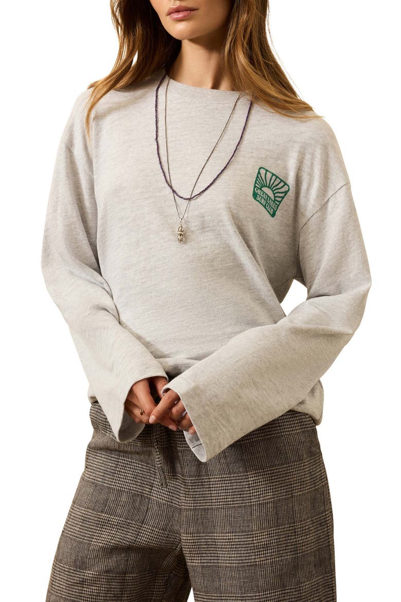 Sunwashed Long Sleeve Slub Organic Cotton Graphic T-Shirt, Main, color, LIGHT GREY HEATHER