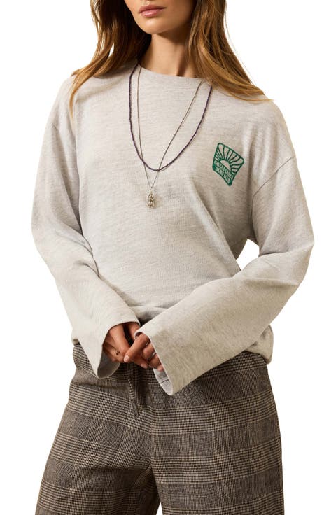 Sunwashed Long Sleeve Slub Organic Cotton Graphic T-Shirt