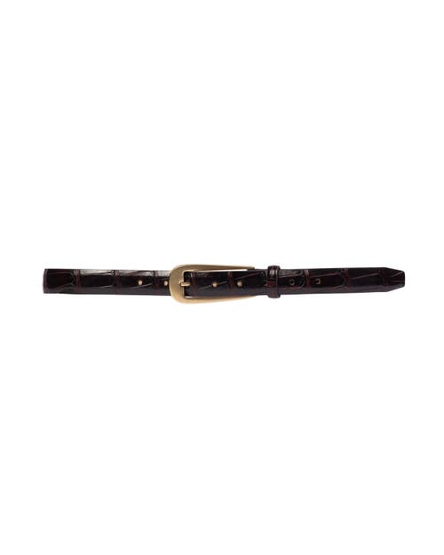 BLACK SUEDE STUDIO ORLY BELT in Brown Croc Leather at Nordstrom, Size Small