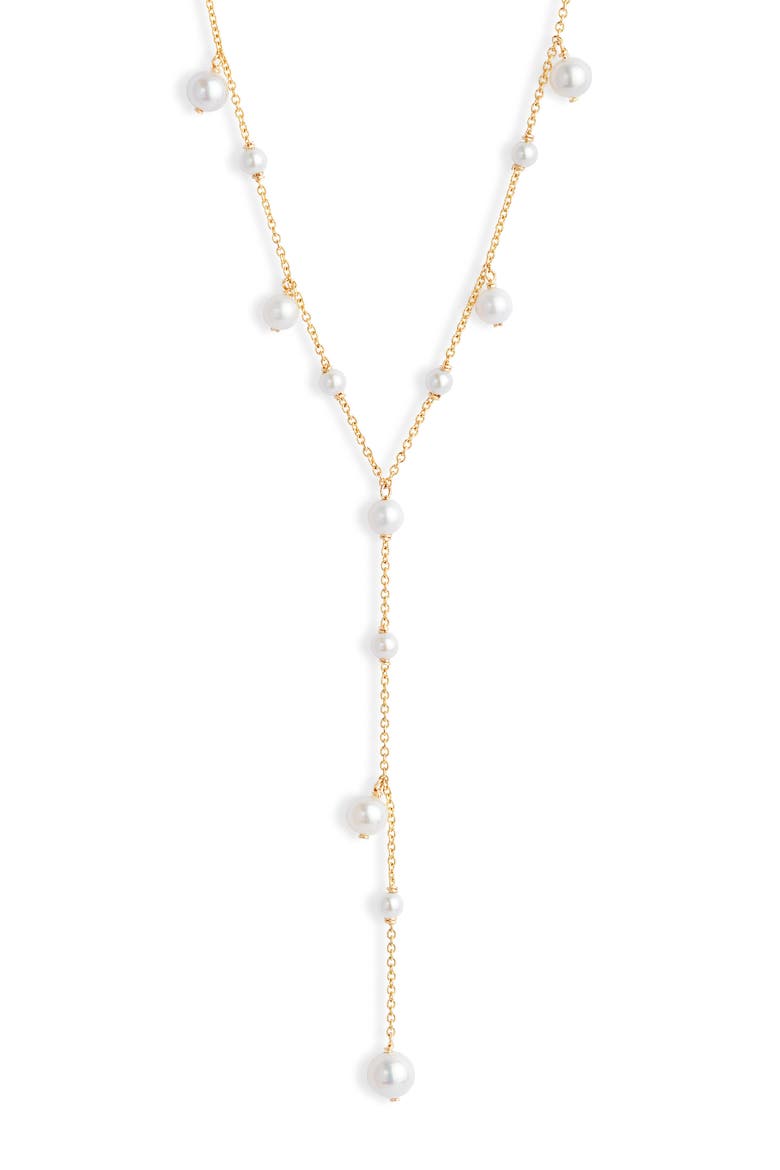 Cultured Pearl Bubble Y-Necklace, Main, color, GOLD