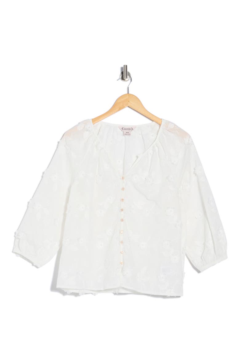 3D Floral Top, Main, color, BRILLIANT WHITE