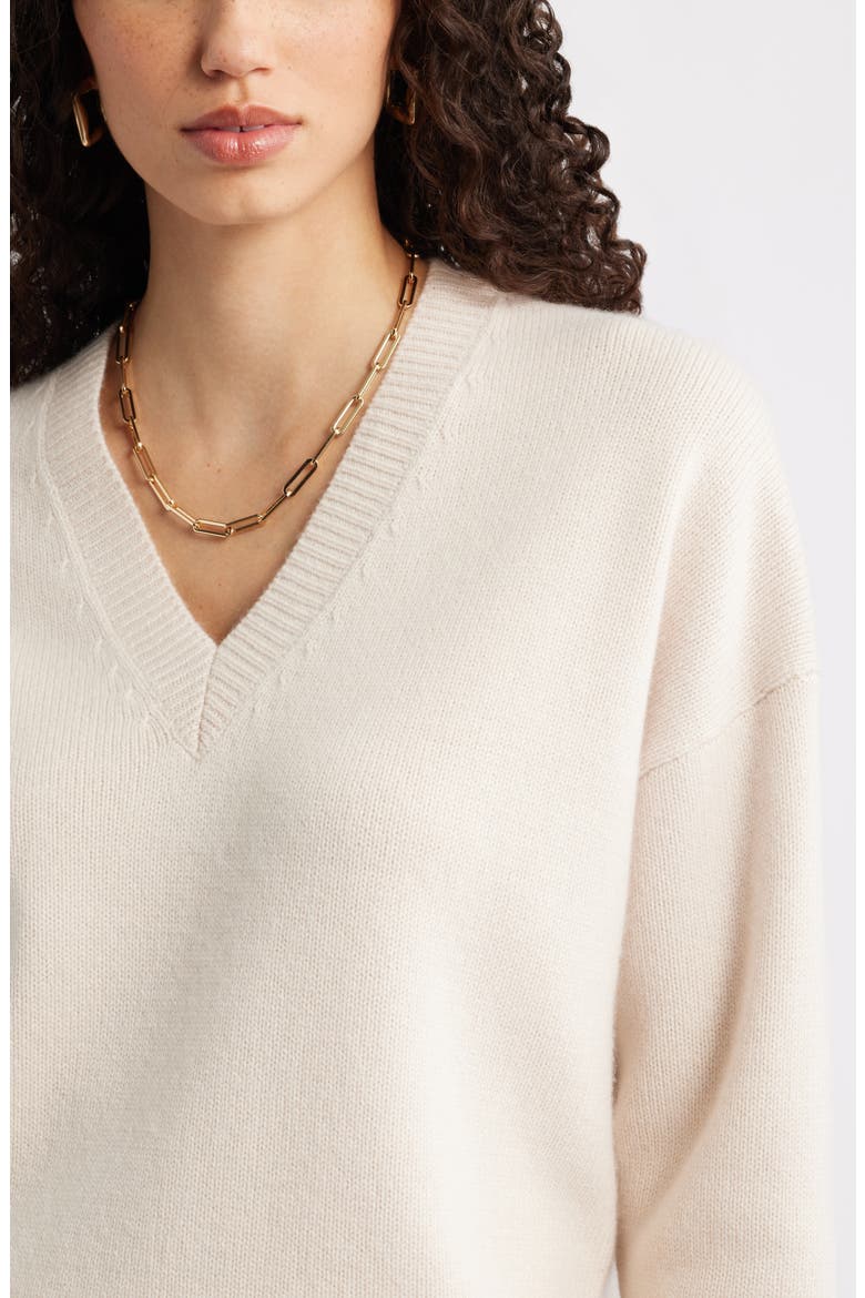 V-Neck Wool & Cashmere Sweater, Alternate, color, BEIGE BEACH