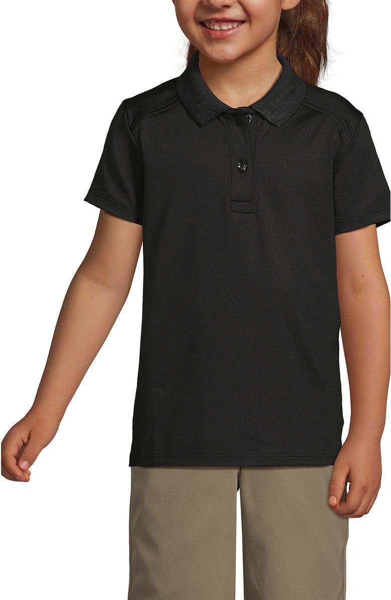 Lands' End School Uniform Girls Short Sleeve Feminine Fit Rapid Dry Polo Shirt, Main, color, Black