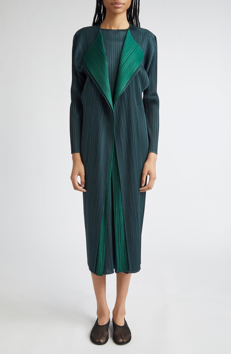 Pleats Please Issey Miyake Merry Bicolor Longline Cardigan, Alternate, color,