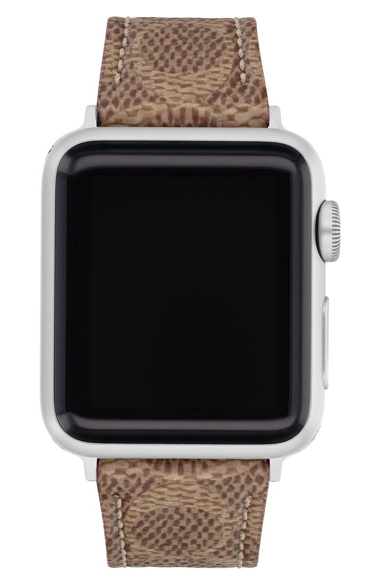 COACH Coated Canvas Apple Watch<sup>®</sup> Watchband, Main, color, Brown