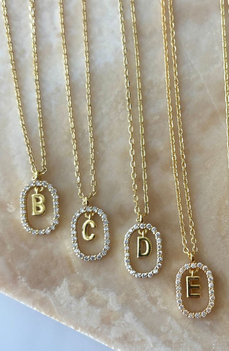 Adornia Floating Letter Initial Cubic Zirconia Pendant Necklace, Alternate, color, Gold-E