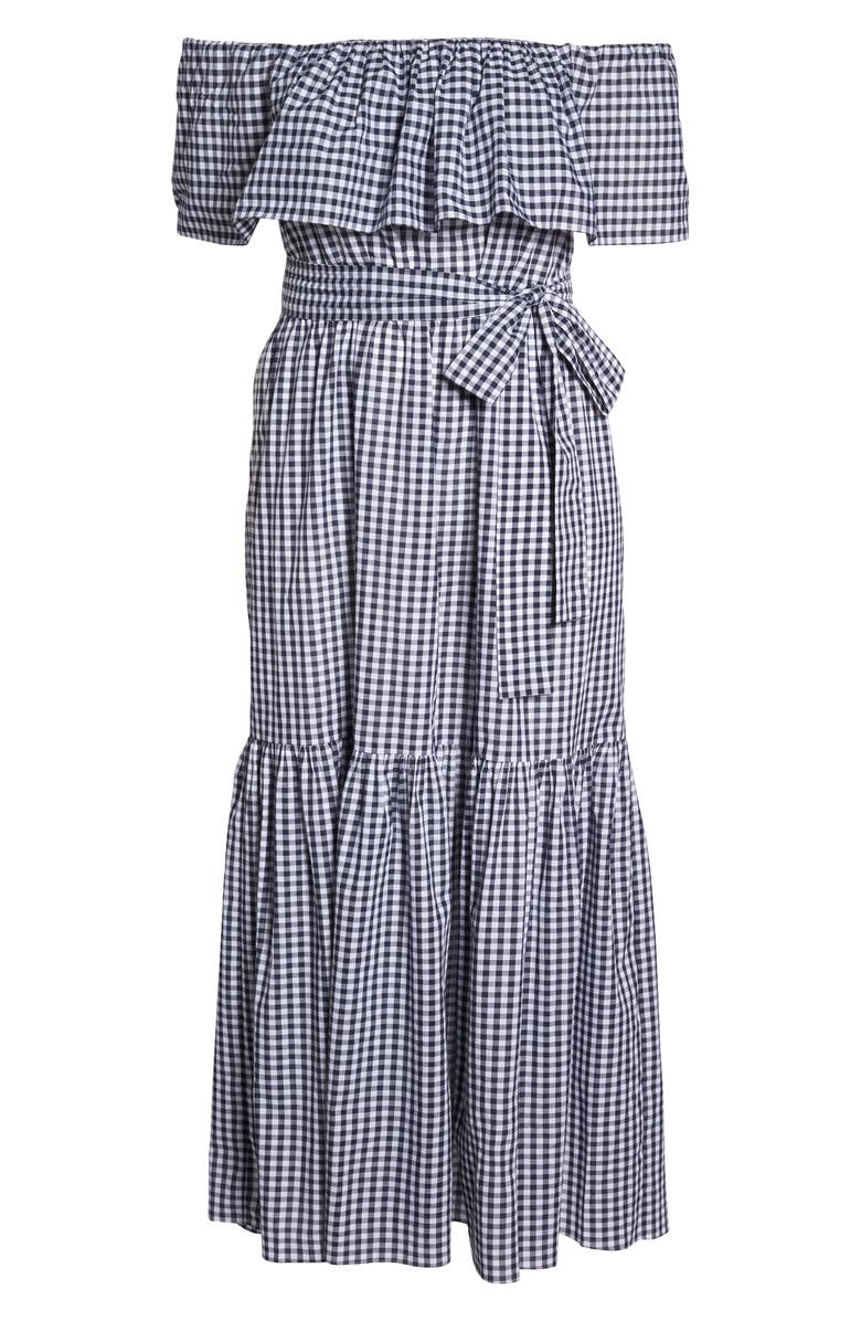Chelsea28 Off the Shoulder Gingham Maxi Dress, Alternate, color,
