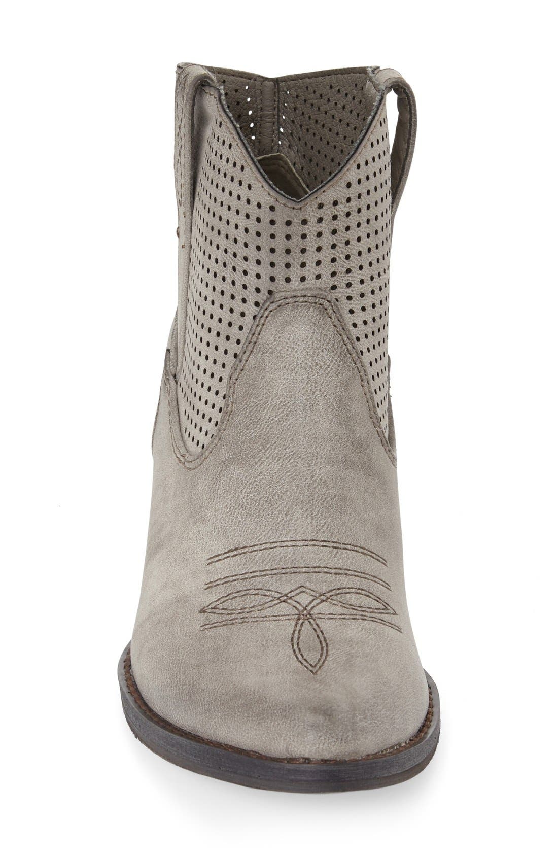 'Mishka' Perforated Western Bootie, Alternate, color, GREY FAUX LEATHER