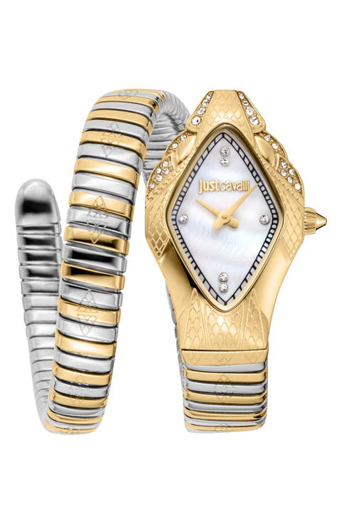 Snake Wraparound Bracelet Watch, 22mm x 36.5mm