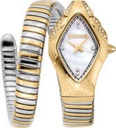 Just Cavalli Snake Wraparound Bracelet Watch, 22mm x 36.5mm