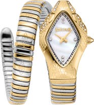 Just Cavalli Snake Wraparound Bracelet Watch, 22mm x 36.5mm