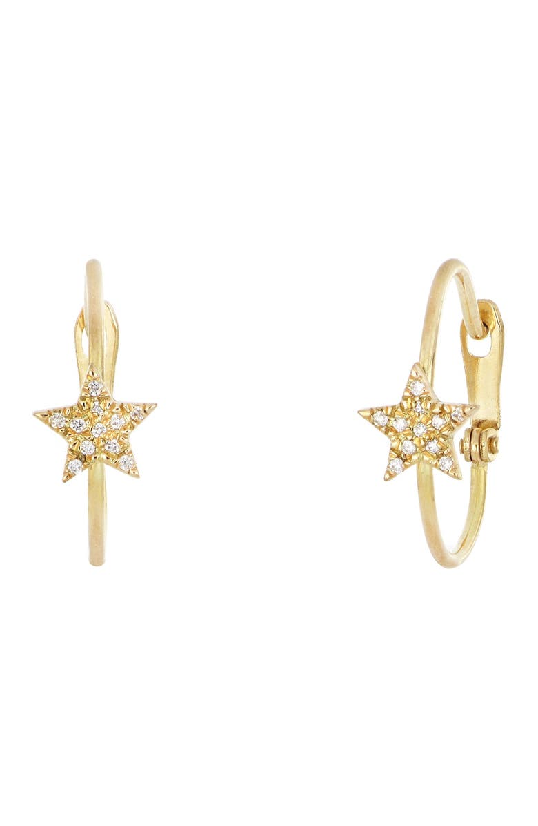 Bony Levy 18K Gold Petite Diamond Star Huggie Earrings - 0.15 ctw, Main, color, 
