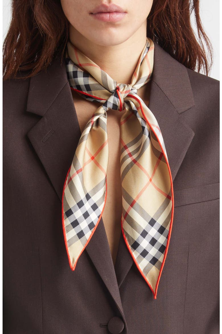 Tonal Jacquard Check Silk Scarf, Alternate, color, SAND