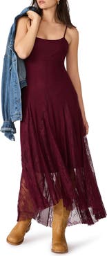 Steve Madden Vita Lace Detail Godet Pleat Dress