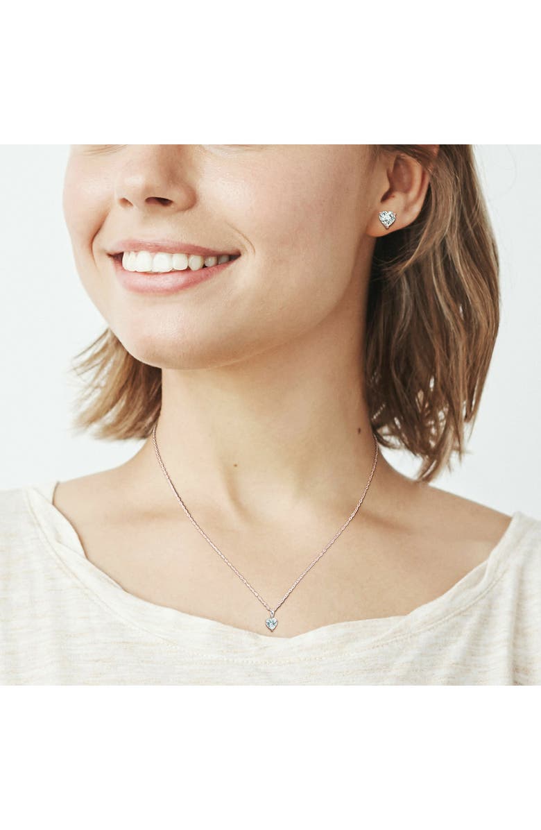 DELMAR Heart Cut Aquamarine Pendant Necklace & Stud Earrings Set, Alternate, color, Blue