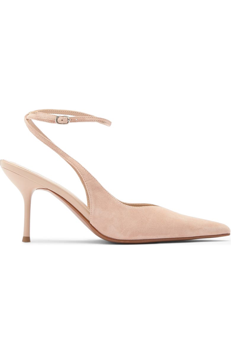 Jeffrey Campbell Executive Ankle Strap Pointed Toe Slingback Pump, Alternate, color, Beige Suede