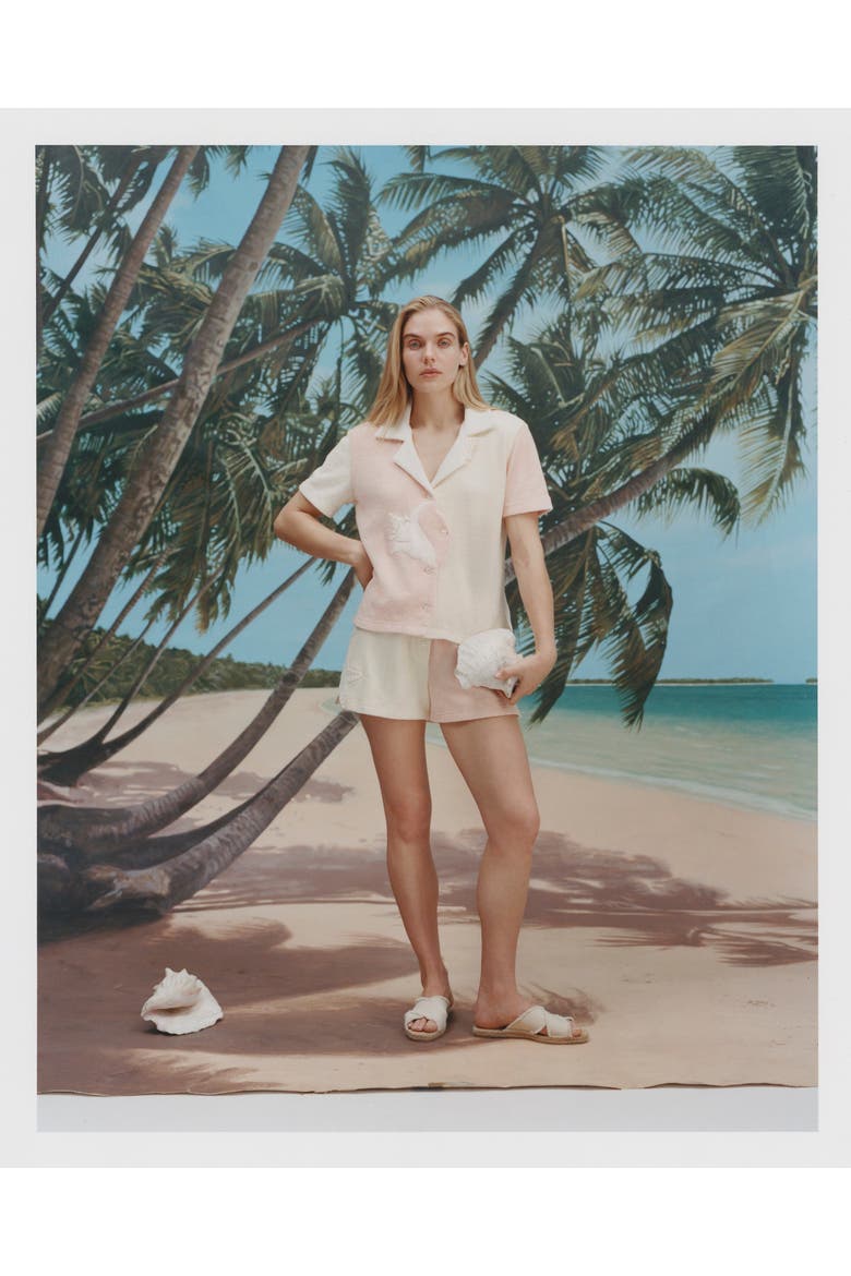 'Conched Out' Cabana ~ Crop Cut, Alternate, color, Cream/Pink