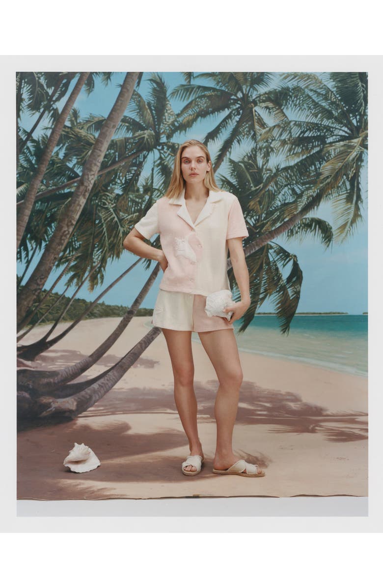 Tombolo 'Conched Out' Cabana ~ Crop Cut, Alternate, color, Cream/Pink