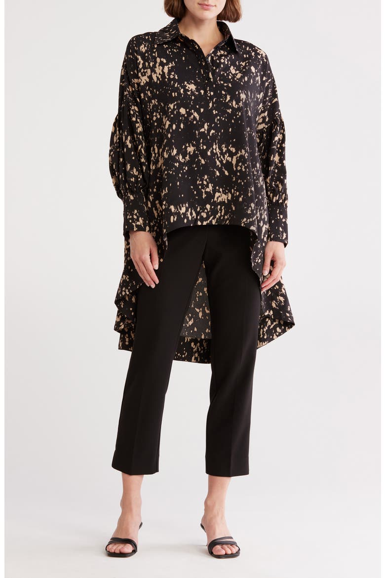 Oversize Print Shirt, Main, color, BLACK