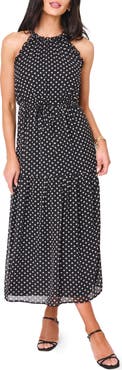 GIBSONLOOK Khloe Polka Dot Ruffle Chiffon Dress