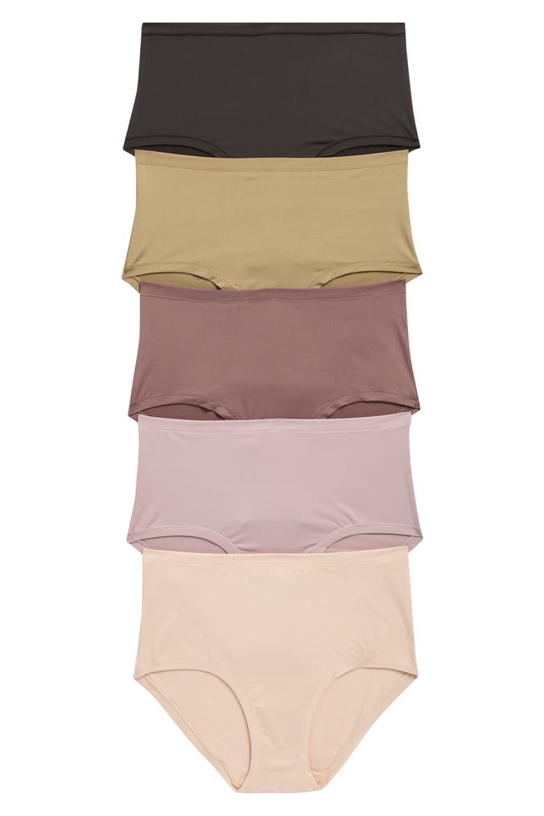 Assorted 5-Pack Ultimate Stretch Breathable Hipster Briefs, Main, color, BEIGE SMOKE -PURPLE PEACE