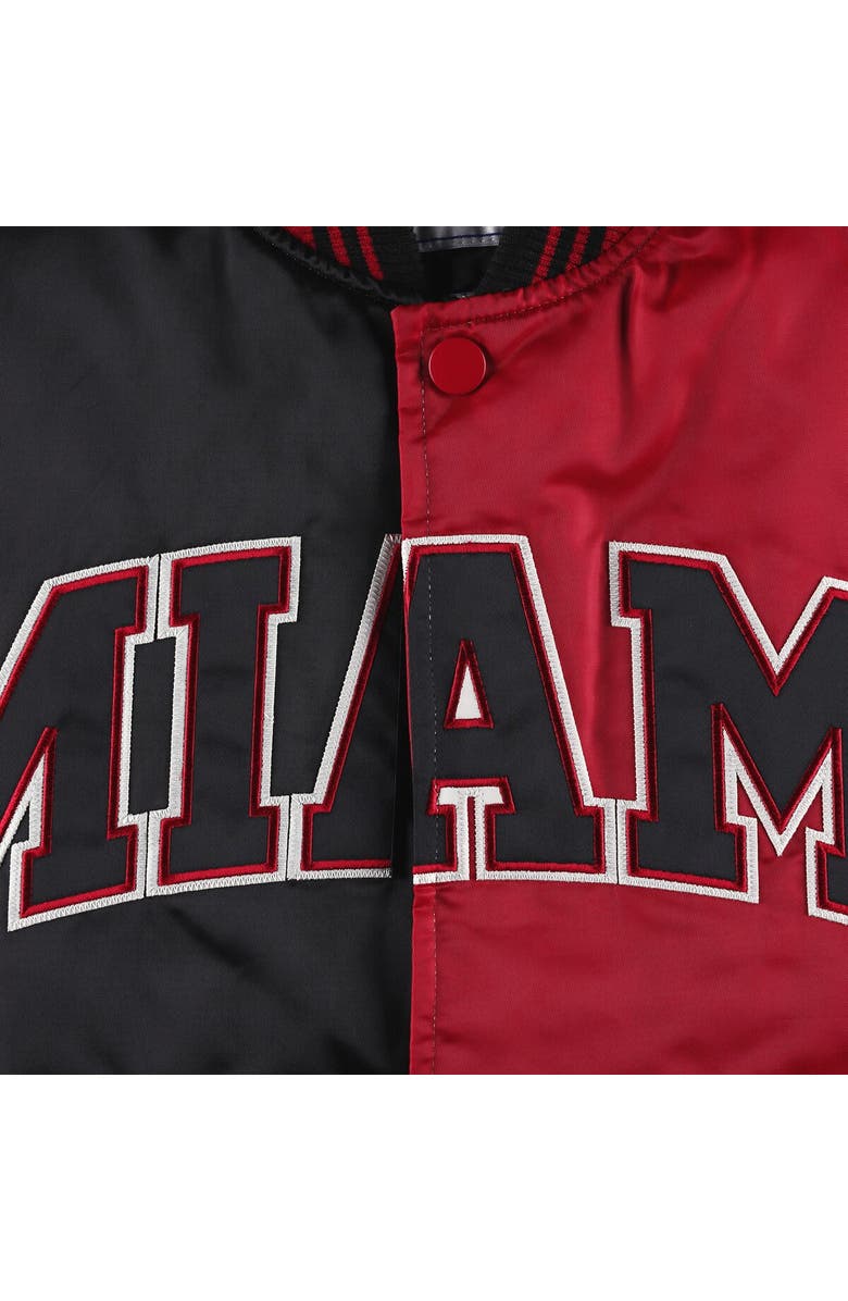 STARTER Men's Starter Black/Red Miami Heat Fast Break Satin Full-Snap Jacket, Alternate, color, 