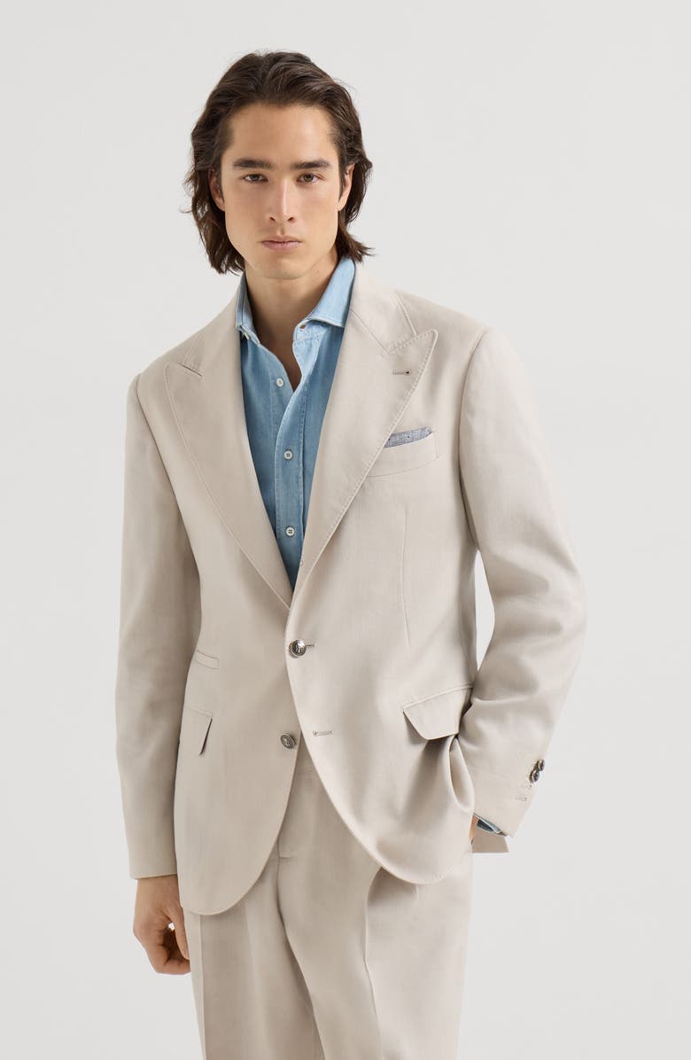 Brunello Cucinelli Blazer with peak lapel, Main, color, Buff