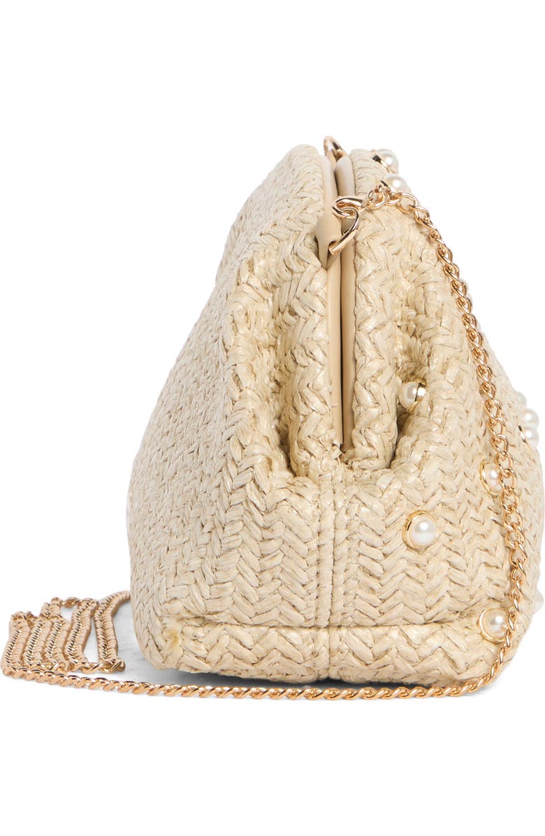 Olga Berg Kaia Studded Woven Clutch, Alternate, color, Natural