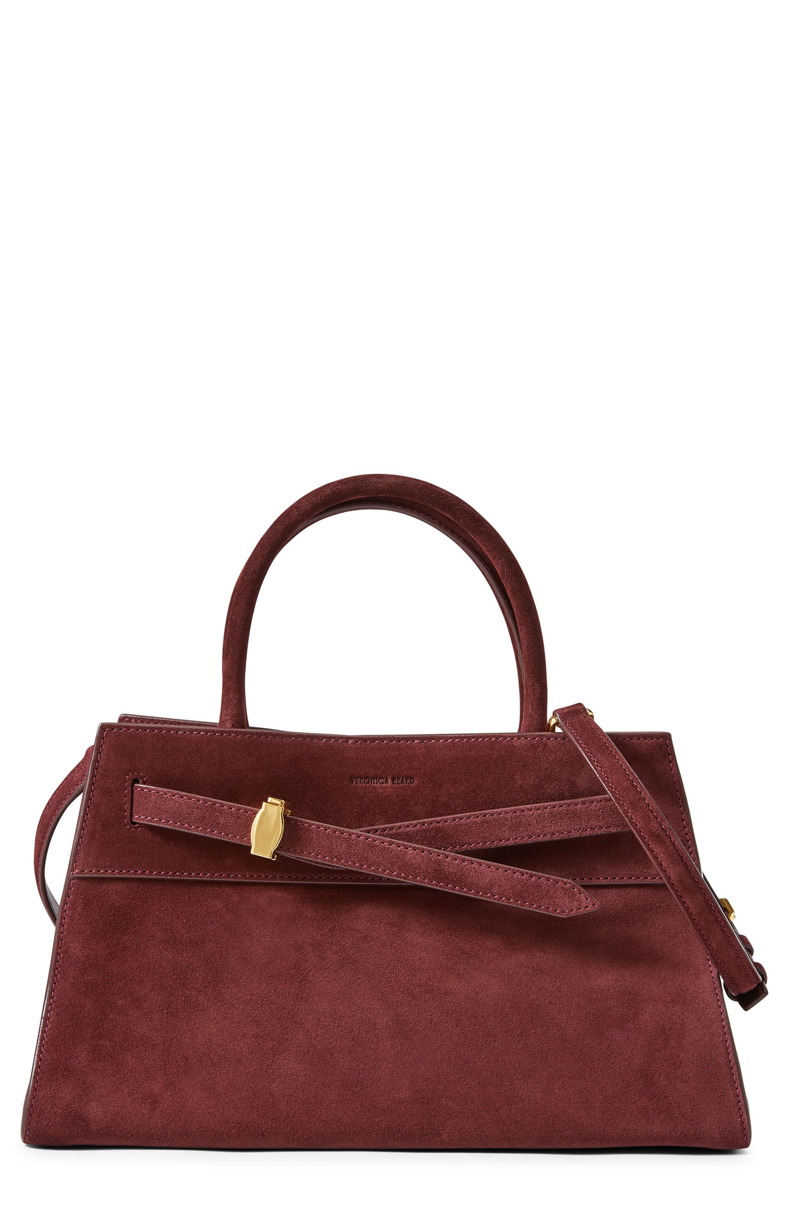 Veronica Beard Dash Suede Top Handle Bag, Main, color, Raisin